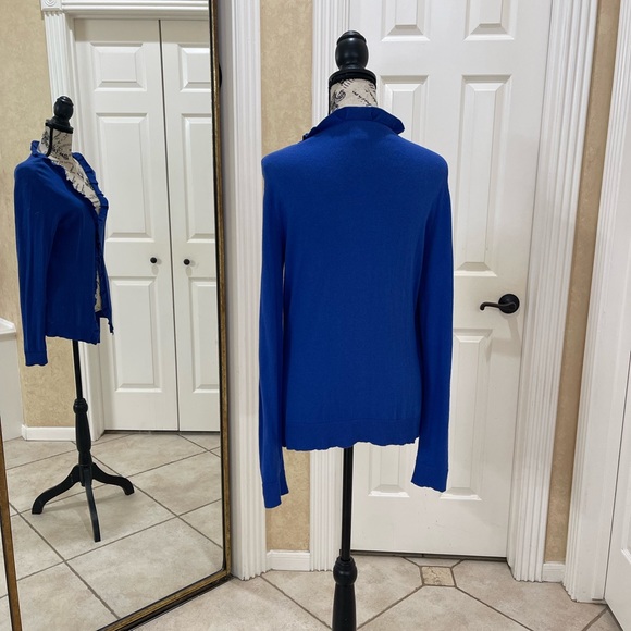 Cardigan Sweater with Ruffled Trim M - Picture 3 of 11